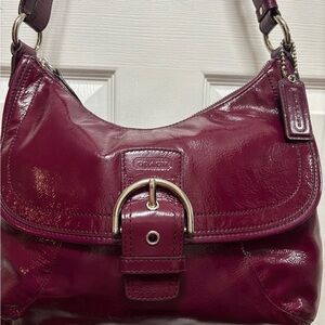 Coach Y2K E1282-F19709 SoHo Plum Patent Leather Convertible Hobo Crossbody EUC